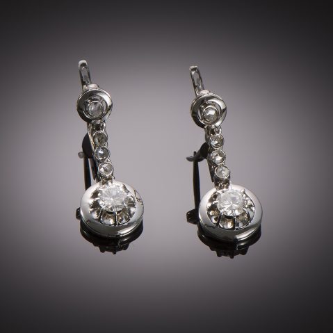 French Art Deco diamond earrings (1 carat)