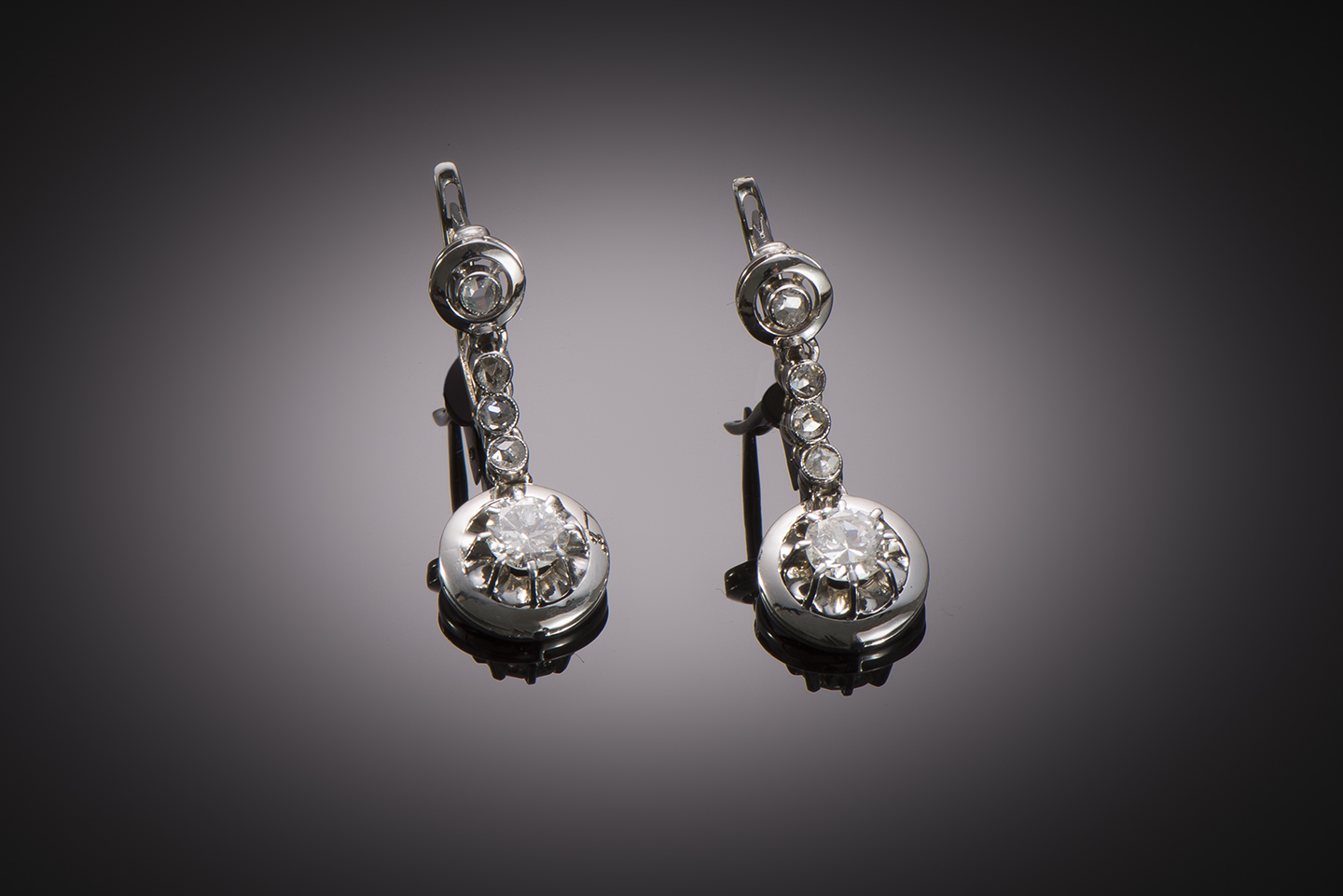 French Art Deco diamond earrings (1 carat)-1