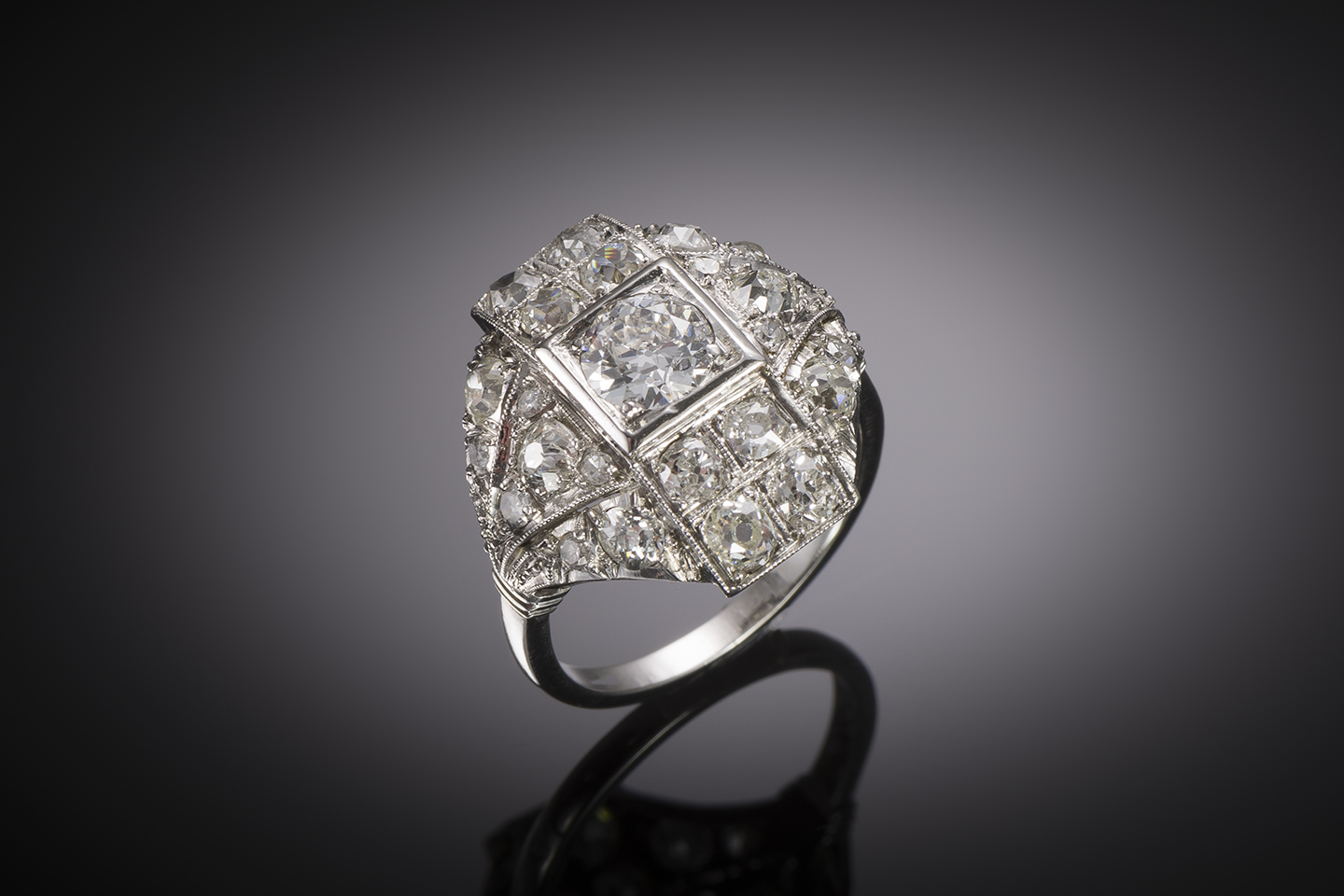 French Art deco diamond ring (1.70 carat)-1