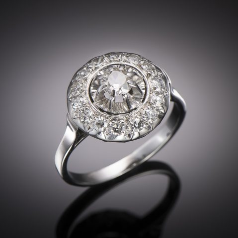 French Art Deco round diamond ring