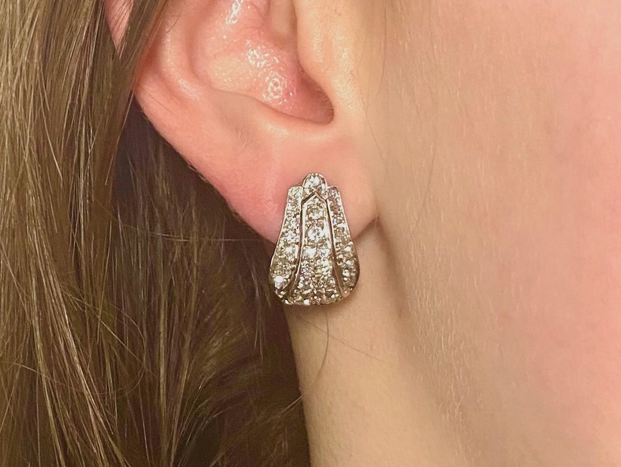 Art Deco diamond earrings (1.40 carat)-2