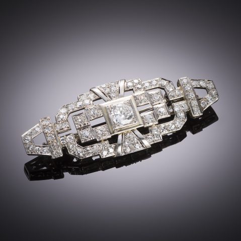 French Art Deco diamond brooch (approx. 1.20 carat)