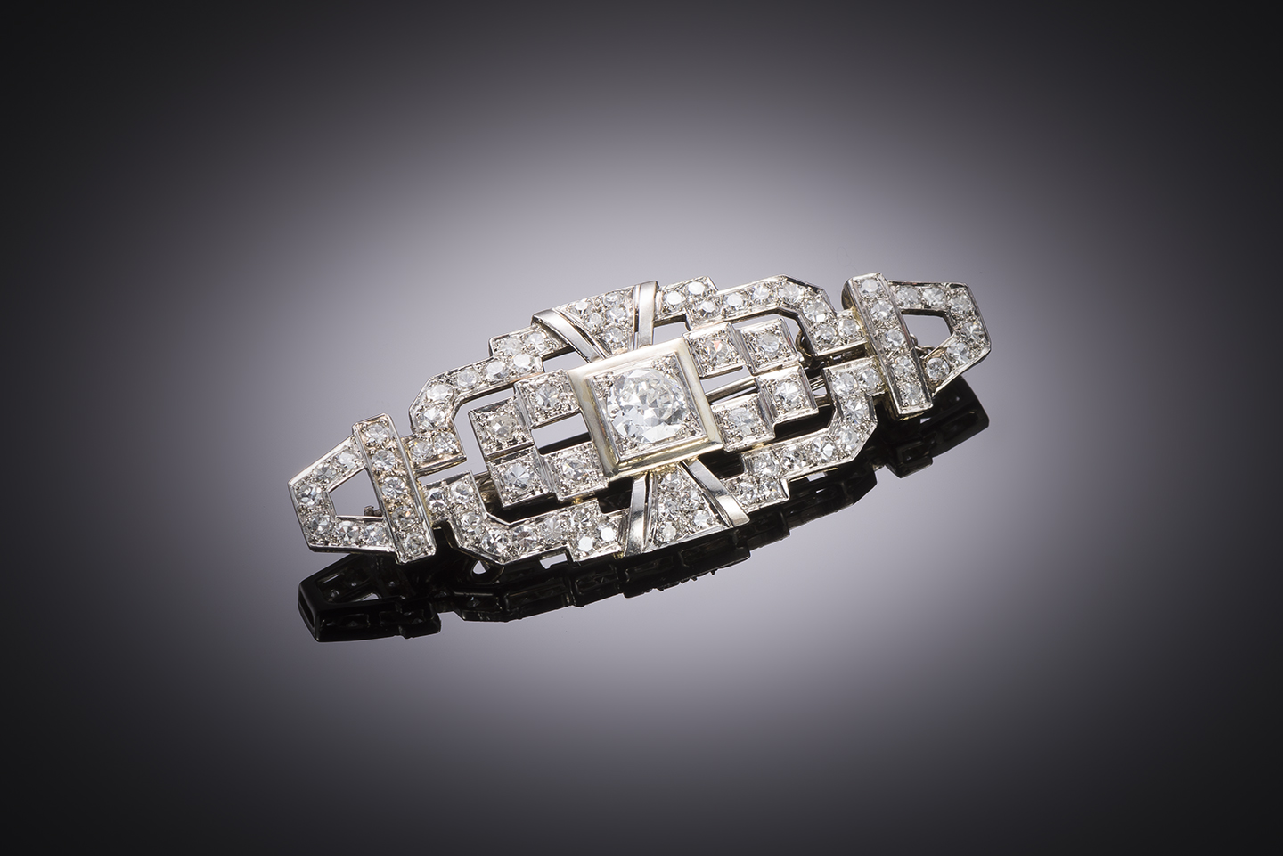 French Art Deco diamond brooch (approx. 1.20 carat)-1