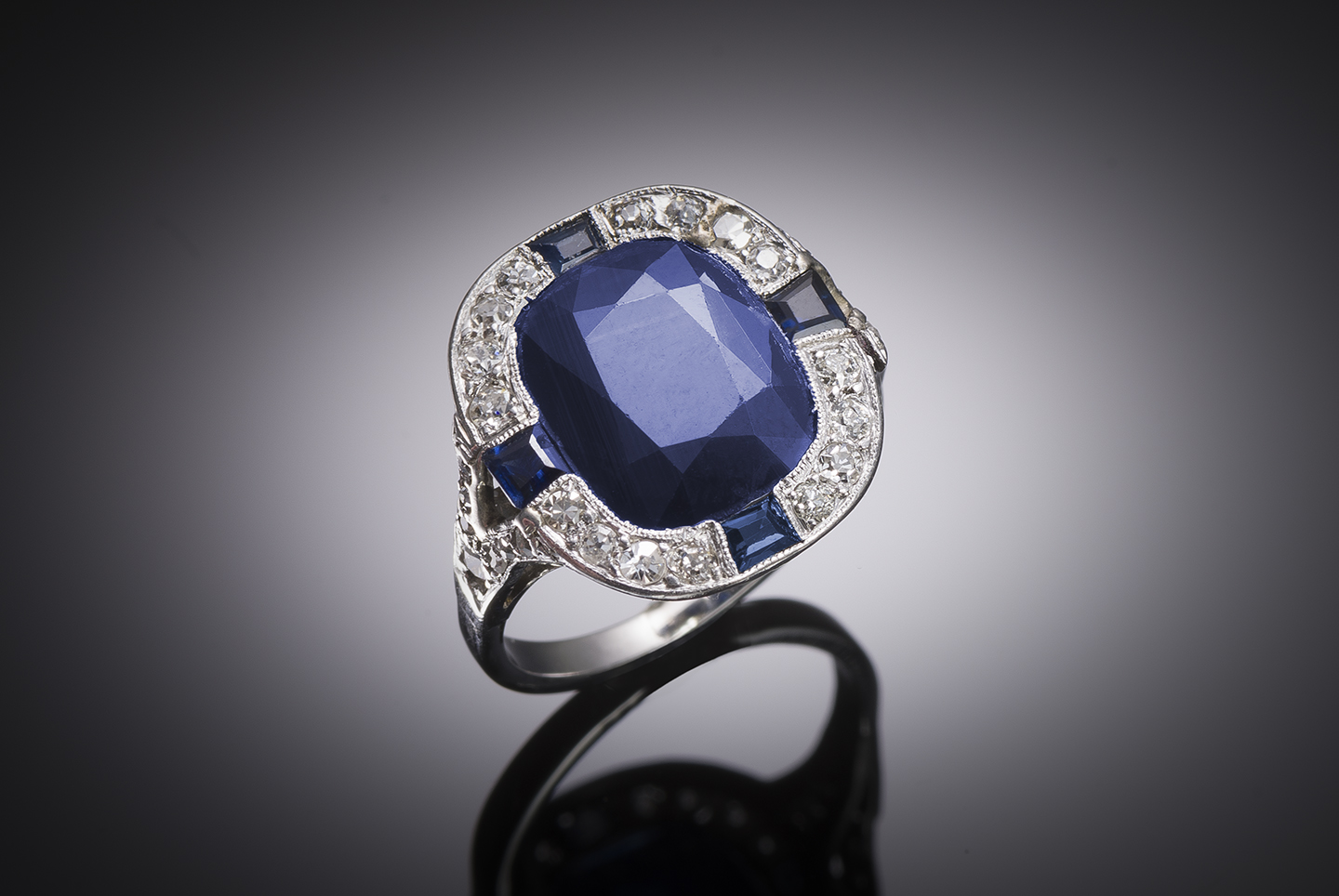 French Art deco sapphire and diamond ring-1