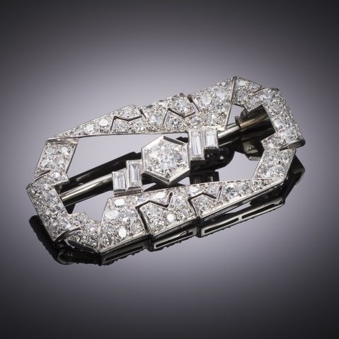 French Art Deco diamond brooch (approximately 1.30 carat)