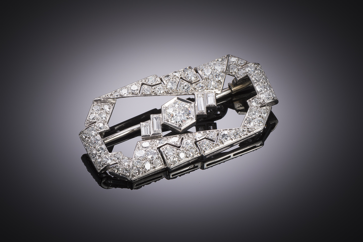 French Art Deco diamond brooch (approximately 1.30 carat)-1