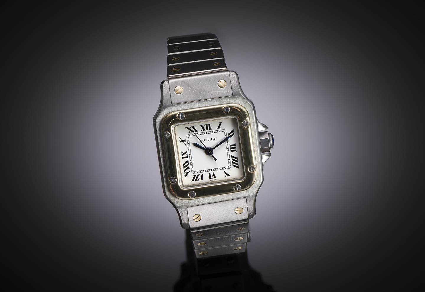 Cartier Santos automatic gold and steel watch (revision December 2023)-1