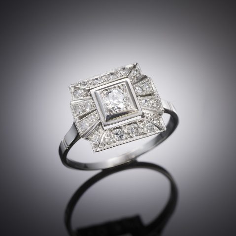 French geometric Art Deco diamond ring
