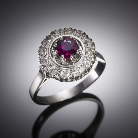 French Art Deco ruby (laboratory certificate) and diamond ring