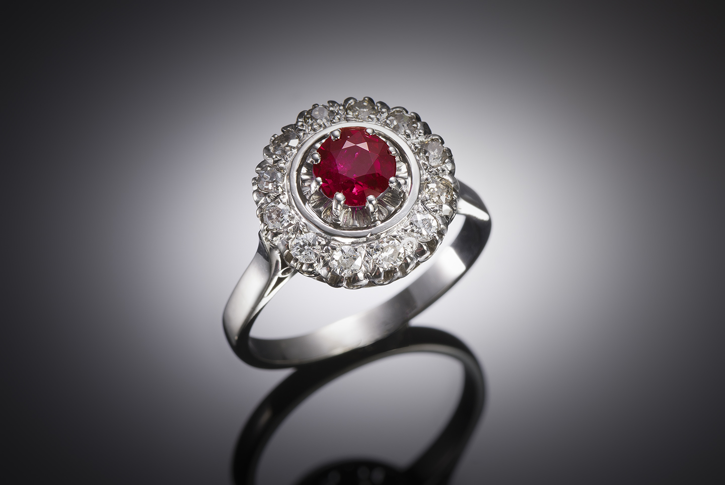 French Art Deco ruby (laboratory certificate) and diamond ring-1