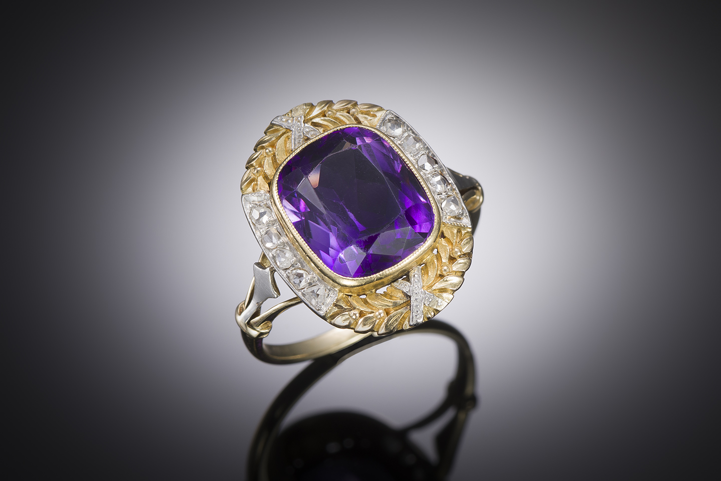 French ring circa 1900 – 1910 amethyst diamond-1