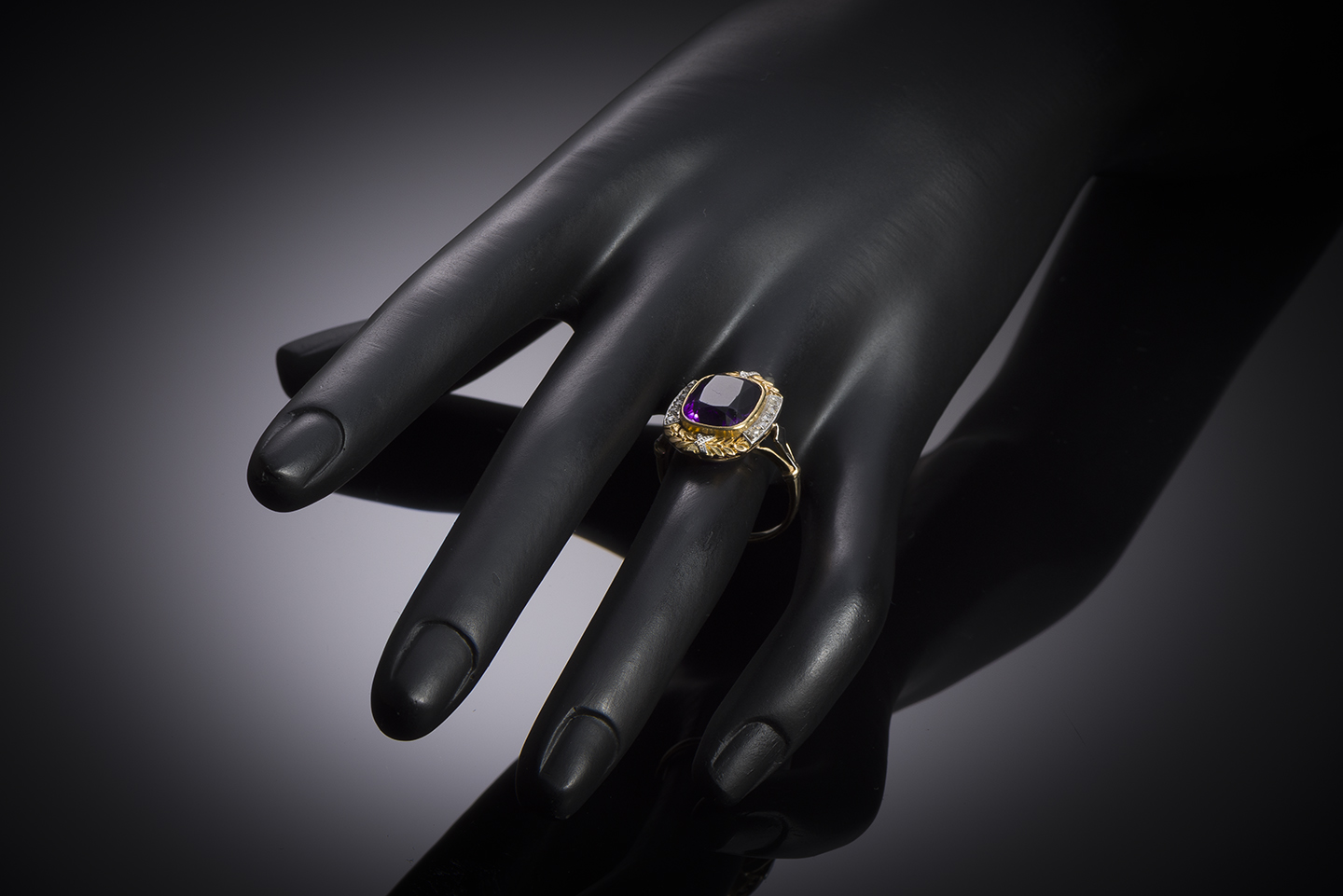 French ring circa 1900 – 1910 amethyst diamond-2