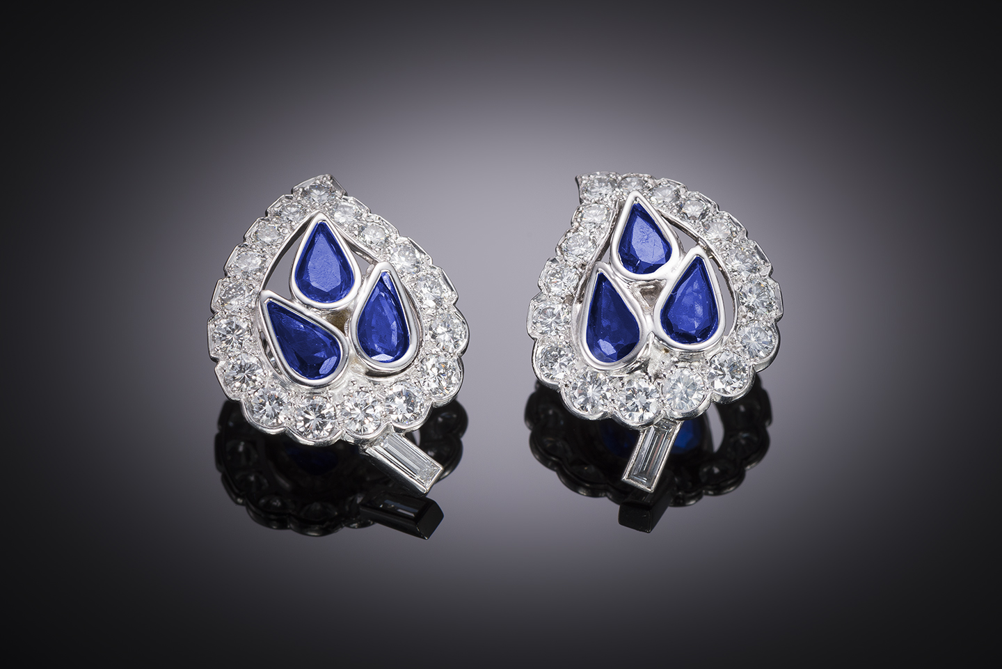 Vintage sapphire and diamond earrings-1