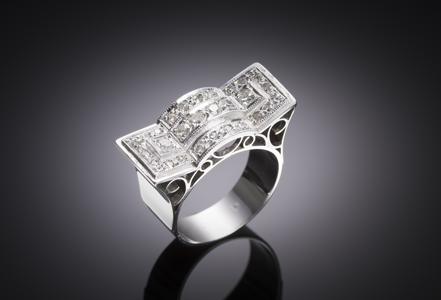 Modernist geometric diamond ring (1 carat)-1