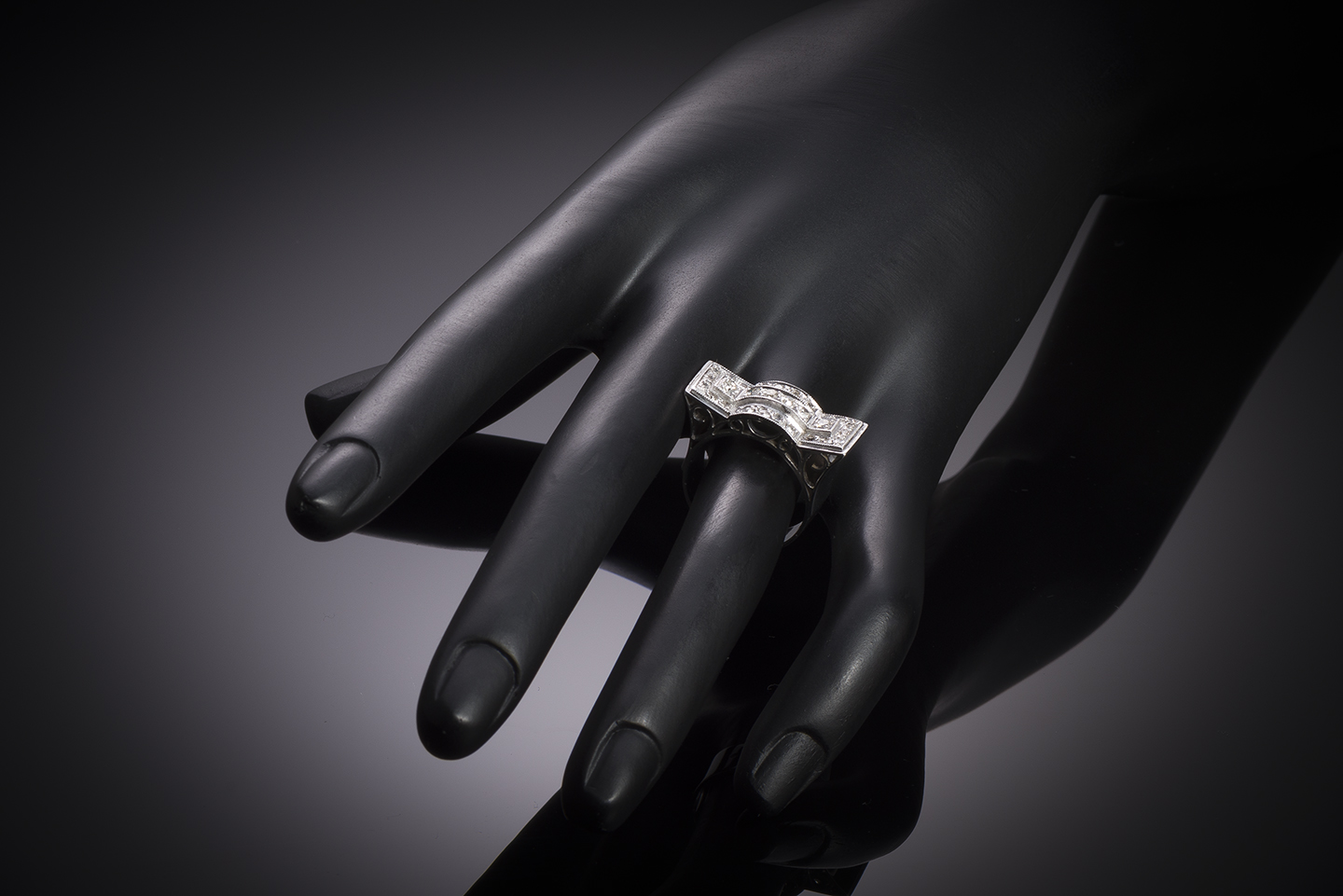 Modernist geometric diamond ring (1 carat)-3