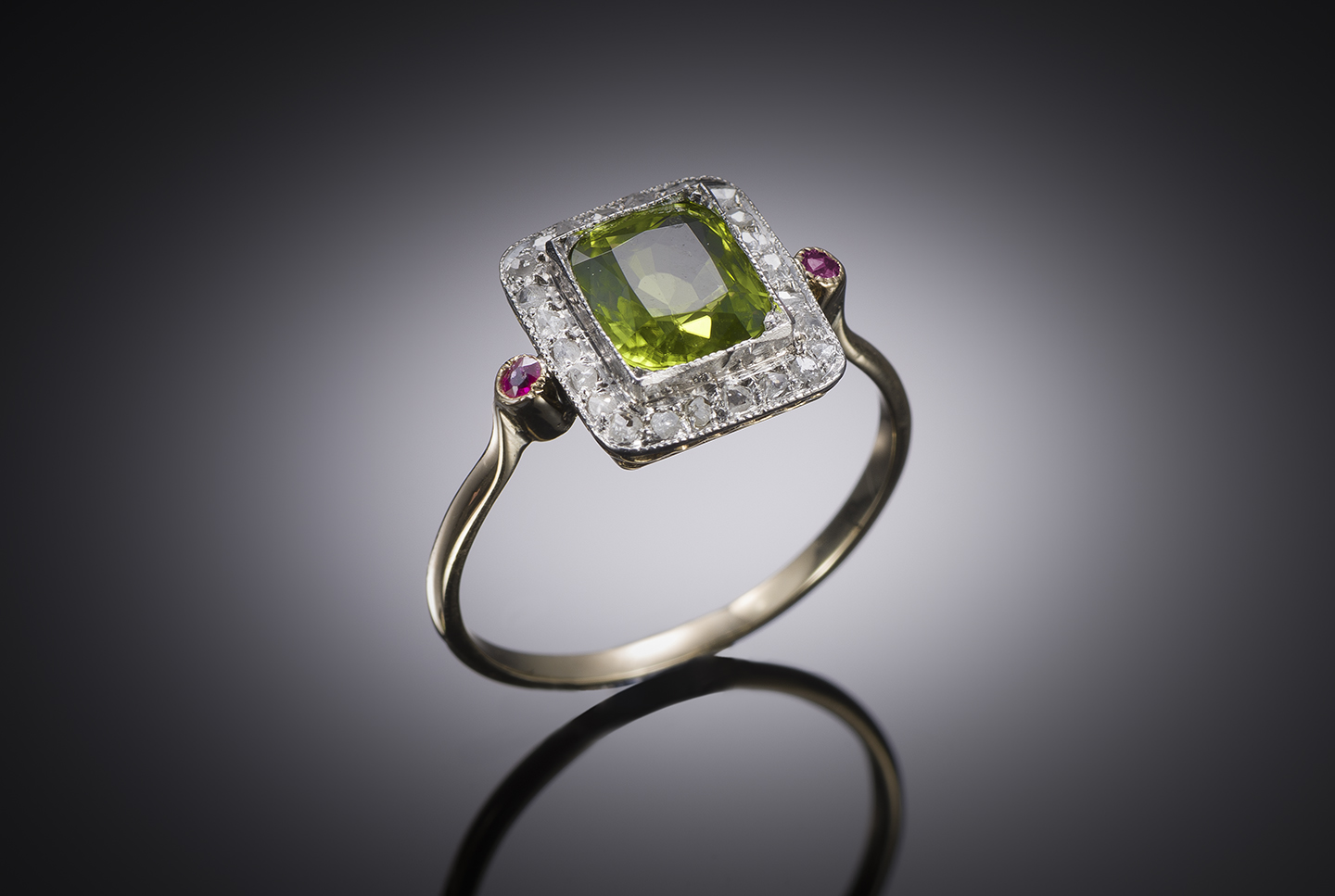 French late 19th century peridot diamond ring-1