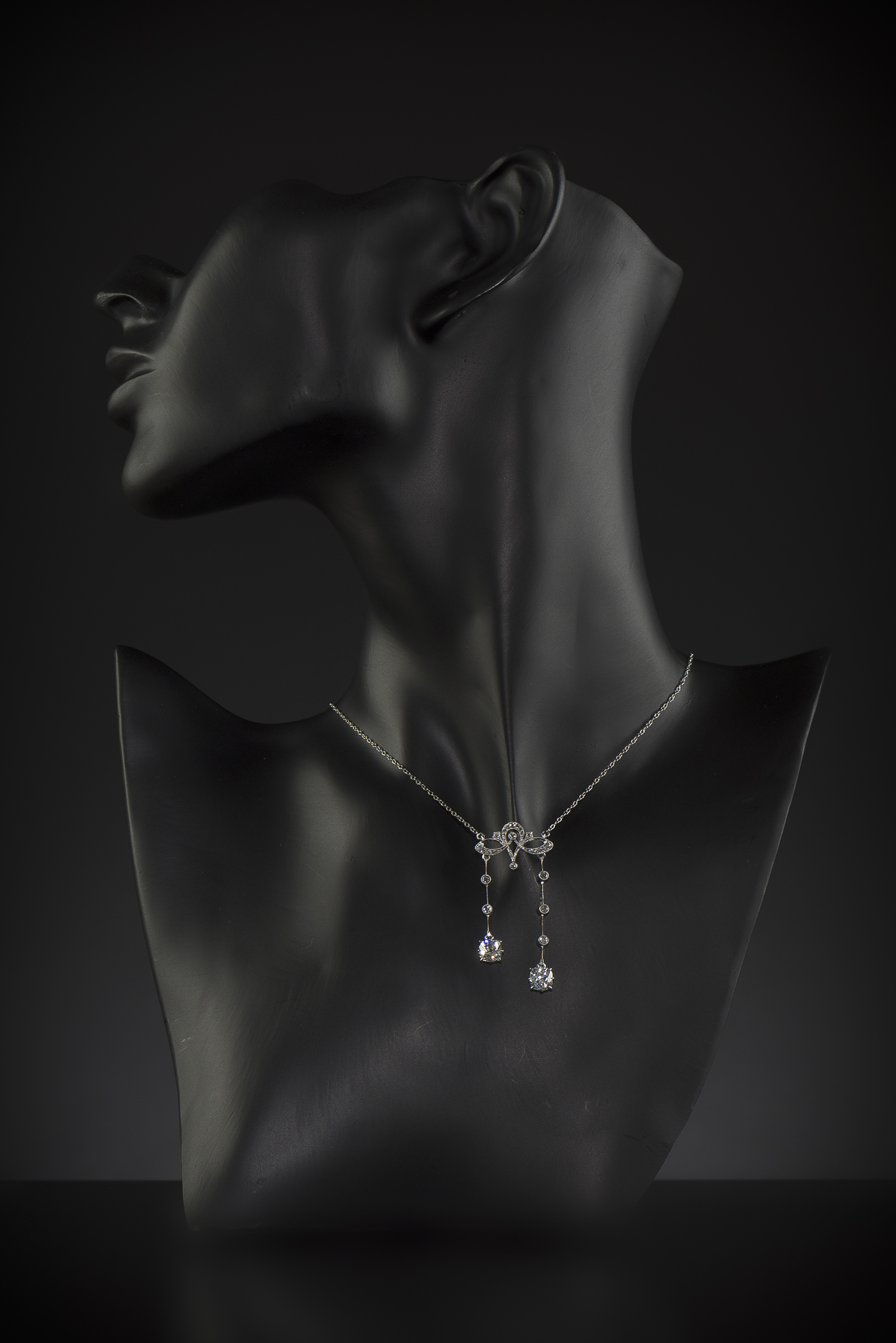 French Art Deco diamond necklace (2 carats)-2