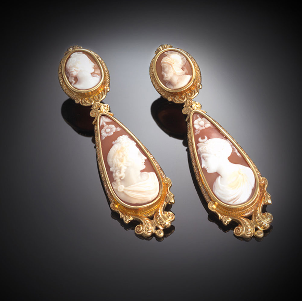 Pendants d’oreilles camées Louis Philippe Ier (1830 – 1848)-1