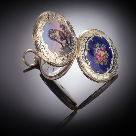 Montre savonnette 2 faces émaillées Charles X (vers 1824 – 1830)