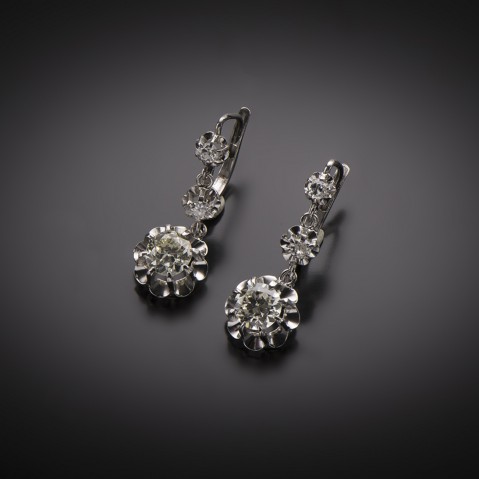 Pendants d’oreilles diamants 1,80 carat vers 1930