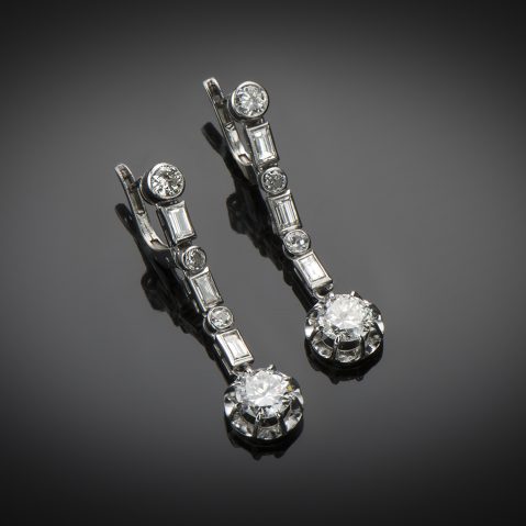 Pendants d’oreilles diamants (3,20 carats) vers 1935