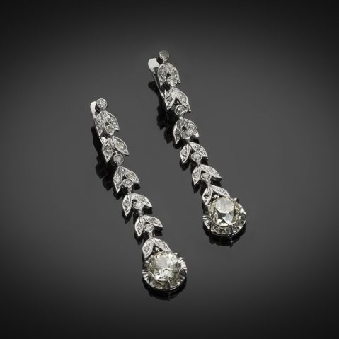 Pendants d’oreilles diamants (3,50 carats) vers 1935