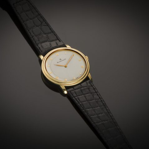 Montre Blancpain Villeret extra plate fond transparent mécanique or