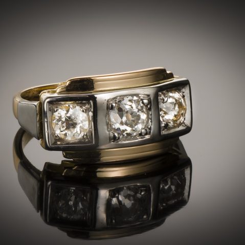 Bague « trilogie » diamants (1,20 carat) Art Déco vers 1925