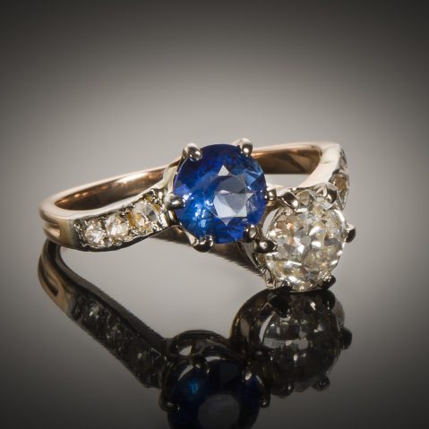 Bague « vous & moi » diamants saphir fin XIXe siècle