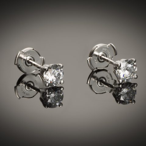 Boucles d’oreilles diamants (1,02 carat E VVS1)
