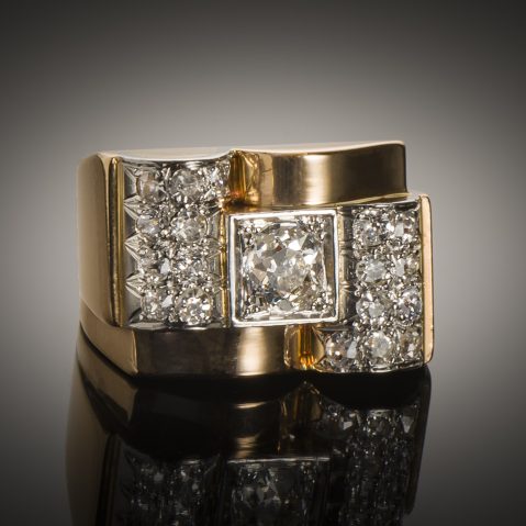 Bague Tank vers 1940 diamants (1,50 carat)
