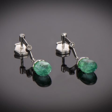 Boucles d’oreilles émeraudes (6 carats) diamants Art Déco