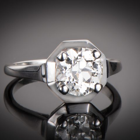 Solitaire diamant 2,06 carats (certificat LFG) Art Déco
