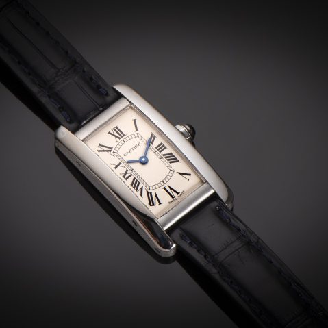 Montre Cartier Tank américaine or gris