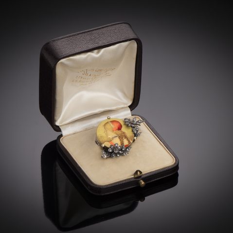 Broche émaillée Théodule Bourdier 1893 diamants