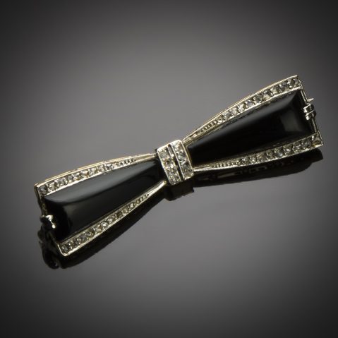Broche Art Déco onyx diamants