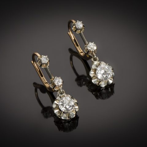 Boucles d’oreilles diamants vers 1900