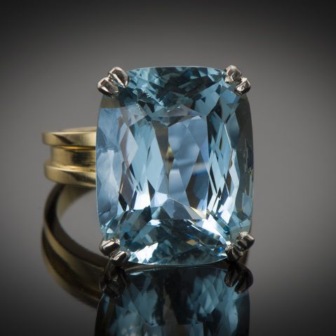 Bague vers 1950 aigue-marine Santa Maria (19 carats, certificat CGL)