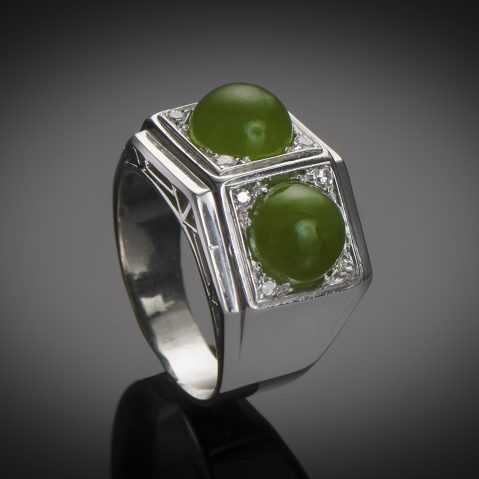 Bague Art Déco jade diamants