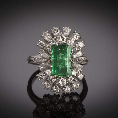 Bague émeraude (certificat CGL) diamants