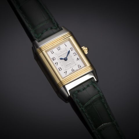 Montre Jaeger LeCoultre Reverso Duetto diamants or acier