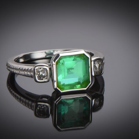 Bague émeraude (certificat CGL) diamants