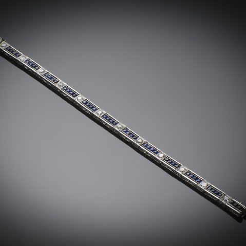 Bracelet diamants et saphirs époque Art Déco
