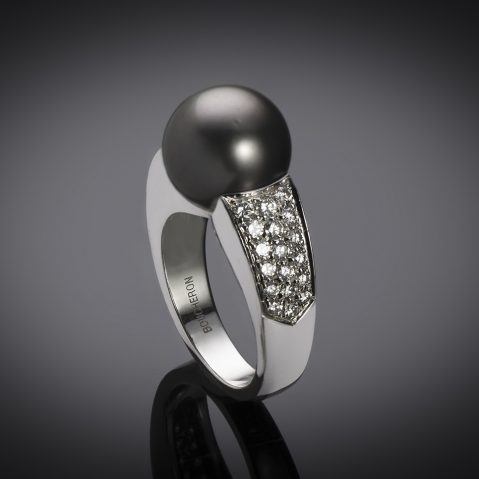 Bague Boucheron perle de Tahiti diamants