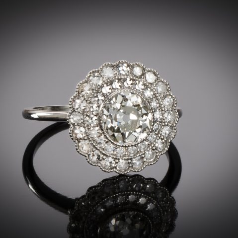 Bague diamants (principal ancienne 1,02 carat) Art Déco