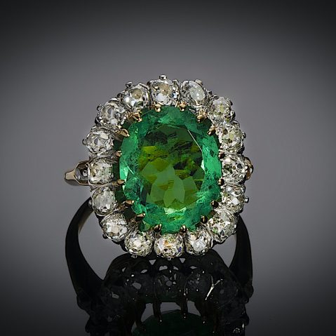 Bague début XXe siècle émeraude Colombie (certificat CGL) diamants
