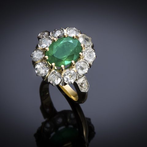 Bague émeraude vert intense (certificat laboratoire) diamants début XXe siècle