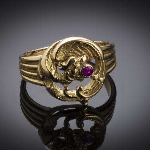 Bague chimère rubis fin XIXe siècle