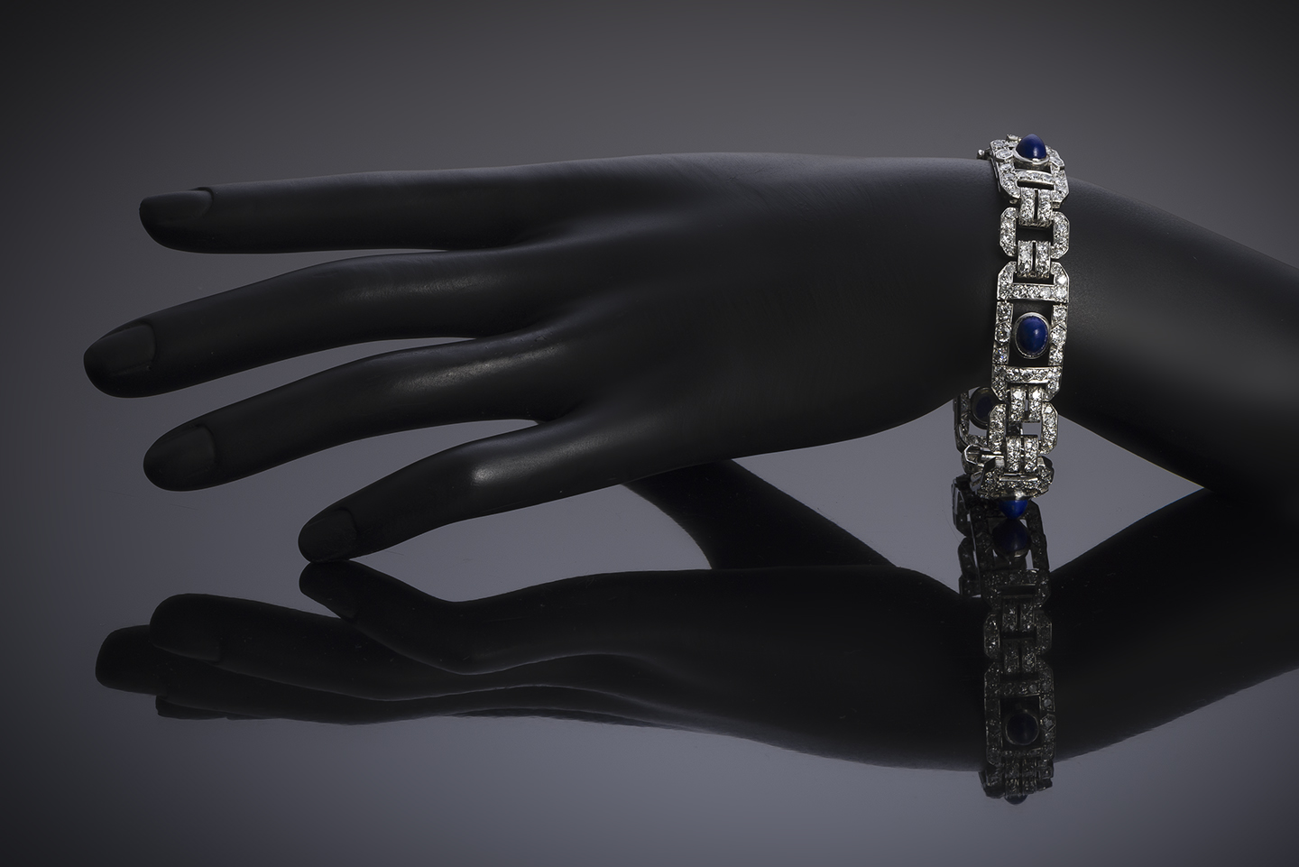 Bracelet Art Déco diamants lapis-lazuli-3