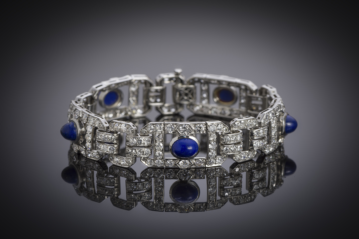 Bracelet Art Déco diamants lapis-lazuli-2